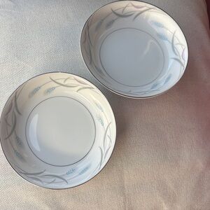 Elegant White and Pastel Patterned Bowls. Valmont China. Royal Wheat